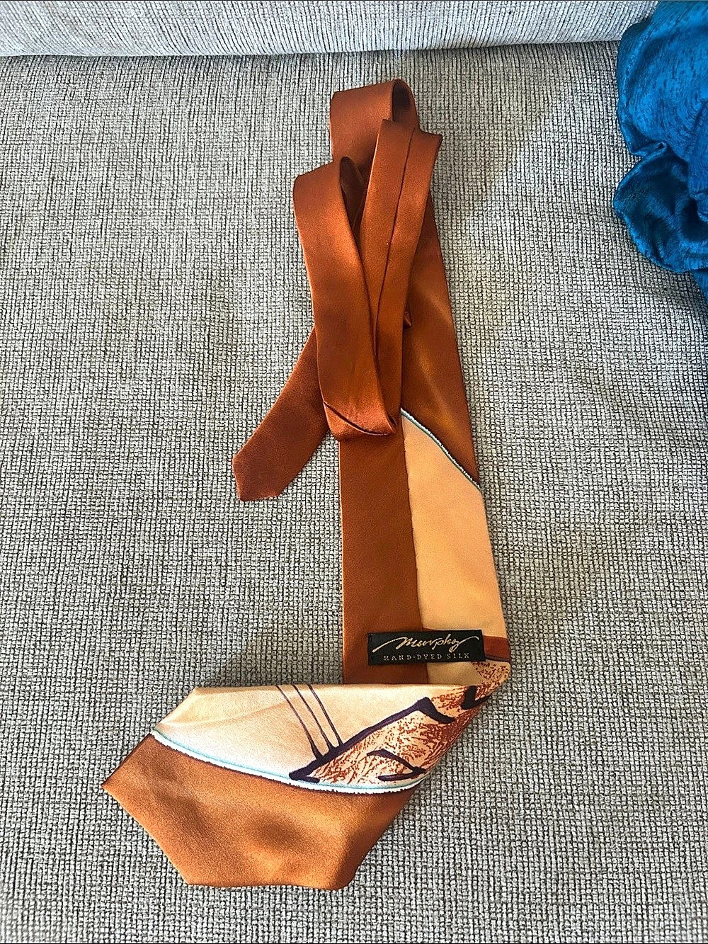 Vintage Murphy Hand-Dyed Silk Necktie – Abstract Landscape Design